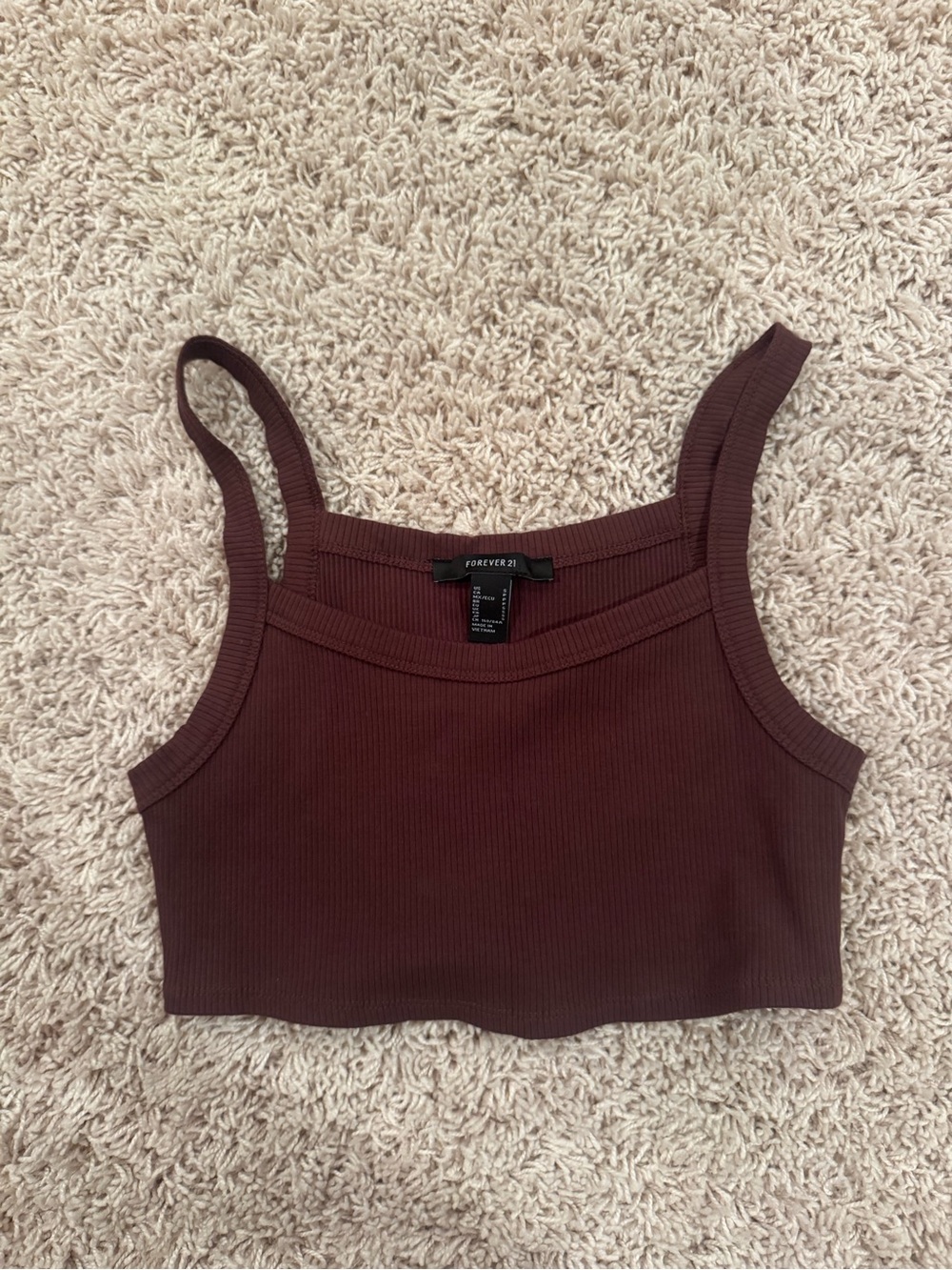Forever 21 Chocolate Brown Ribbed Cropped Tank